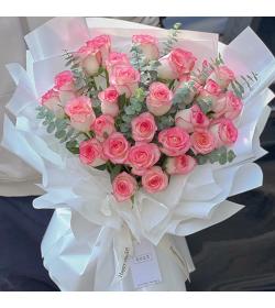 鲜花：粉红佳人 29枝粉玫瑰