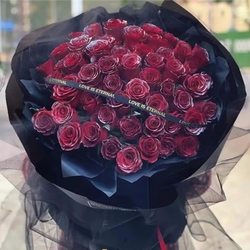 鲜花：爱你到老 52枝银河玫瑰