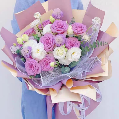 鲜花：幸福的礼物 9枝紫玫瑰