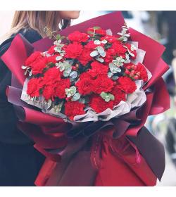 鲜花：感谢您的爱  33枝红康乃馨